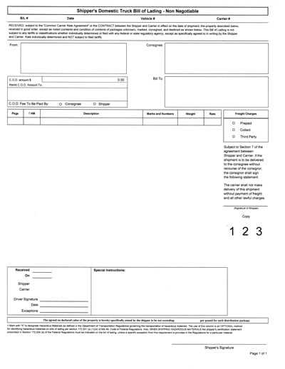 Inland Bill of Lading