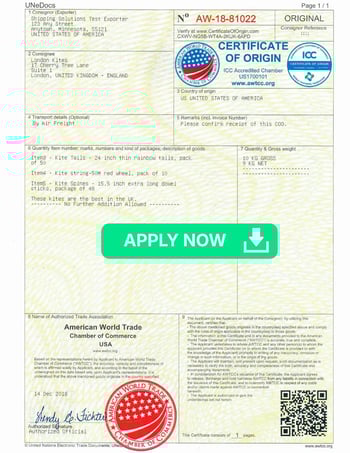 Sample eCO Electronic Certificate of Origin (1)